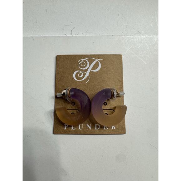 Plunder Jewelry - Plunder 1" Purple Yellow Post Back Hoops NWT